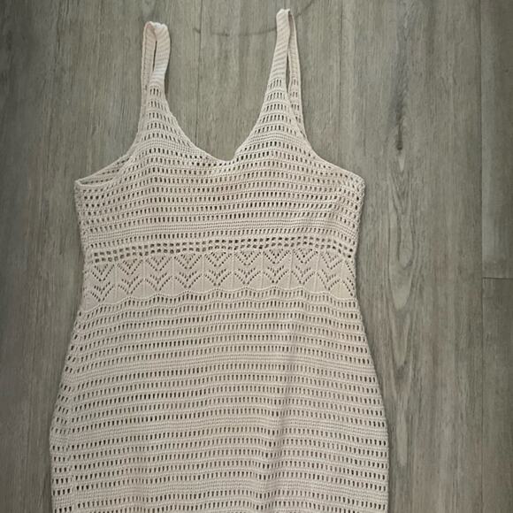 RIP CURL Crocheted Maxi Dress Beach Coverup Tan Large Cotton Vacation Relaxed - Picture 13 of 16